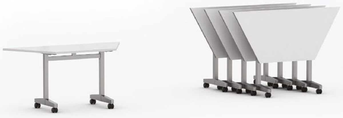 Mesa rebatível trapezoidal pé modelo “T”