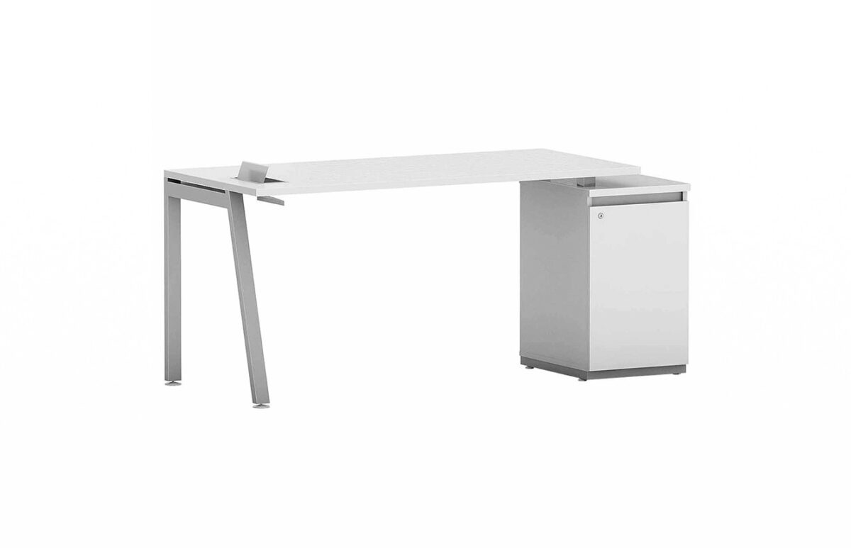Mesa reta com armário de 1 porta