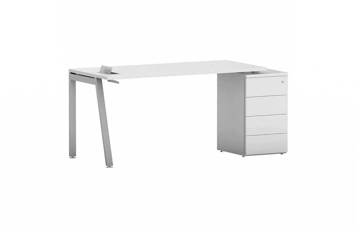 Mesa reta com gaveteiro